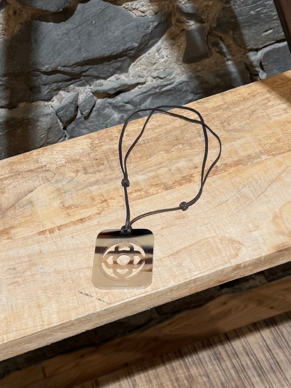 Hermès Buffalo Horn & Lacquer Pendant Cord Necklace